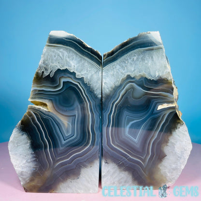 Natural Agate Large Pair of Bookends