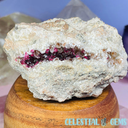 EXTREMELY RARE Bou Azzer Roselite + Calcite on Matrix Medium Specimen S