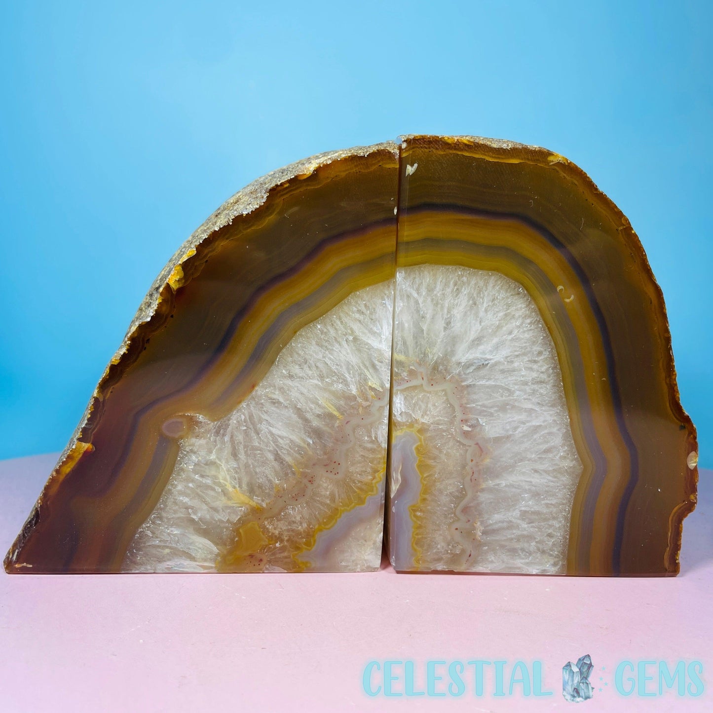 Natural Agate Large Pair of Bookends