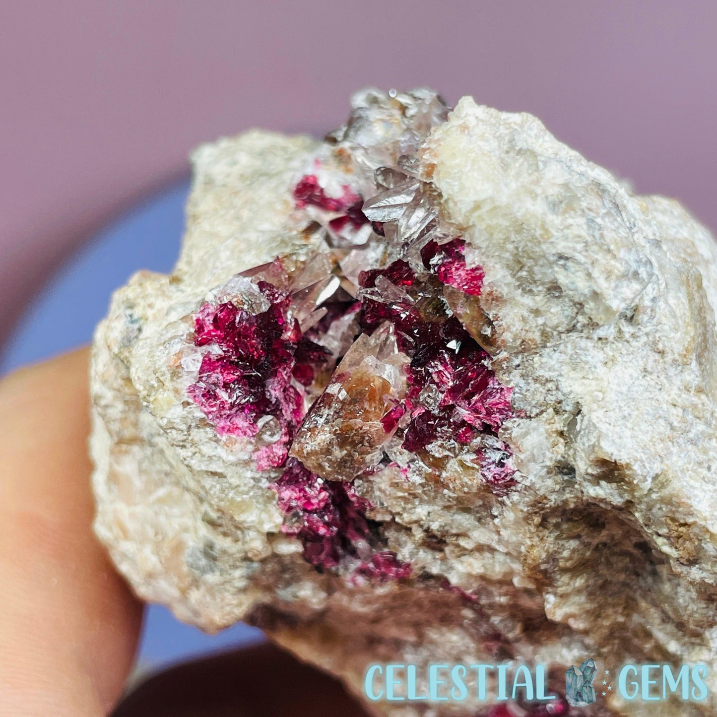 EXTREMELY RARE Bou Azzer Roselite + Calcite on Matrix Large Specimen (Multiple Pockets)