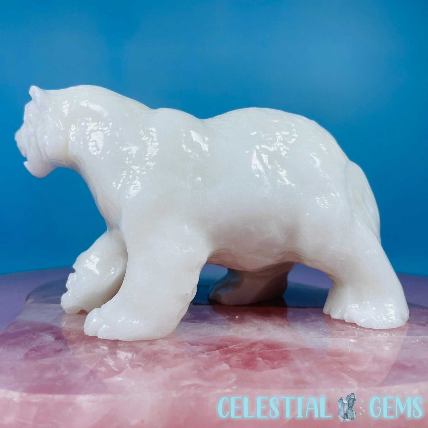 White Jade Polar Bear Medium Carving