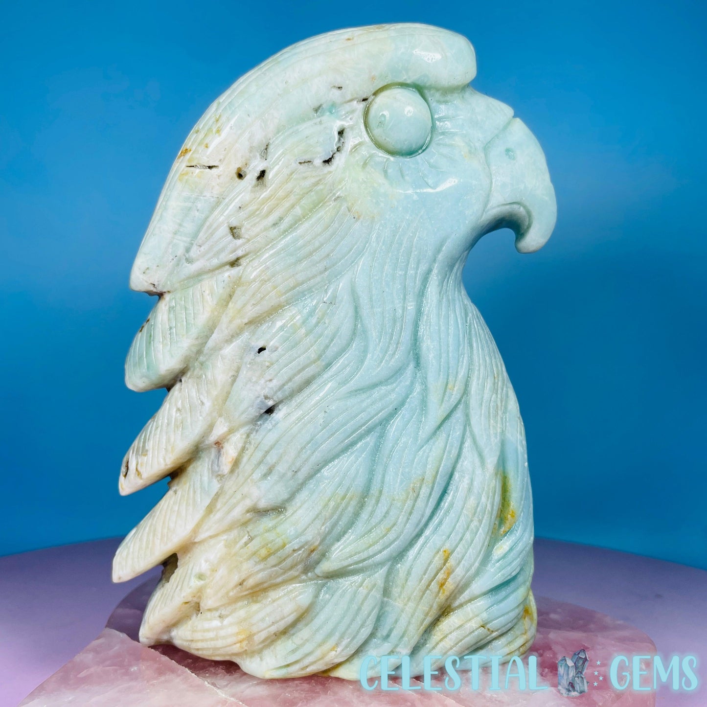 Caribbean Calcite Eagle Head Large Carving