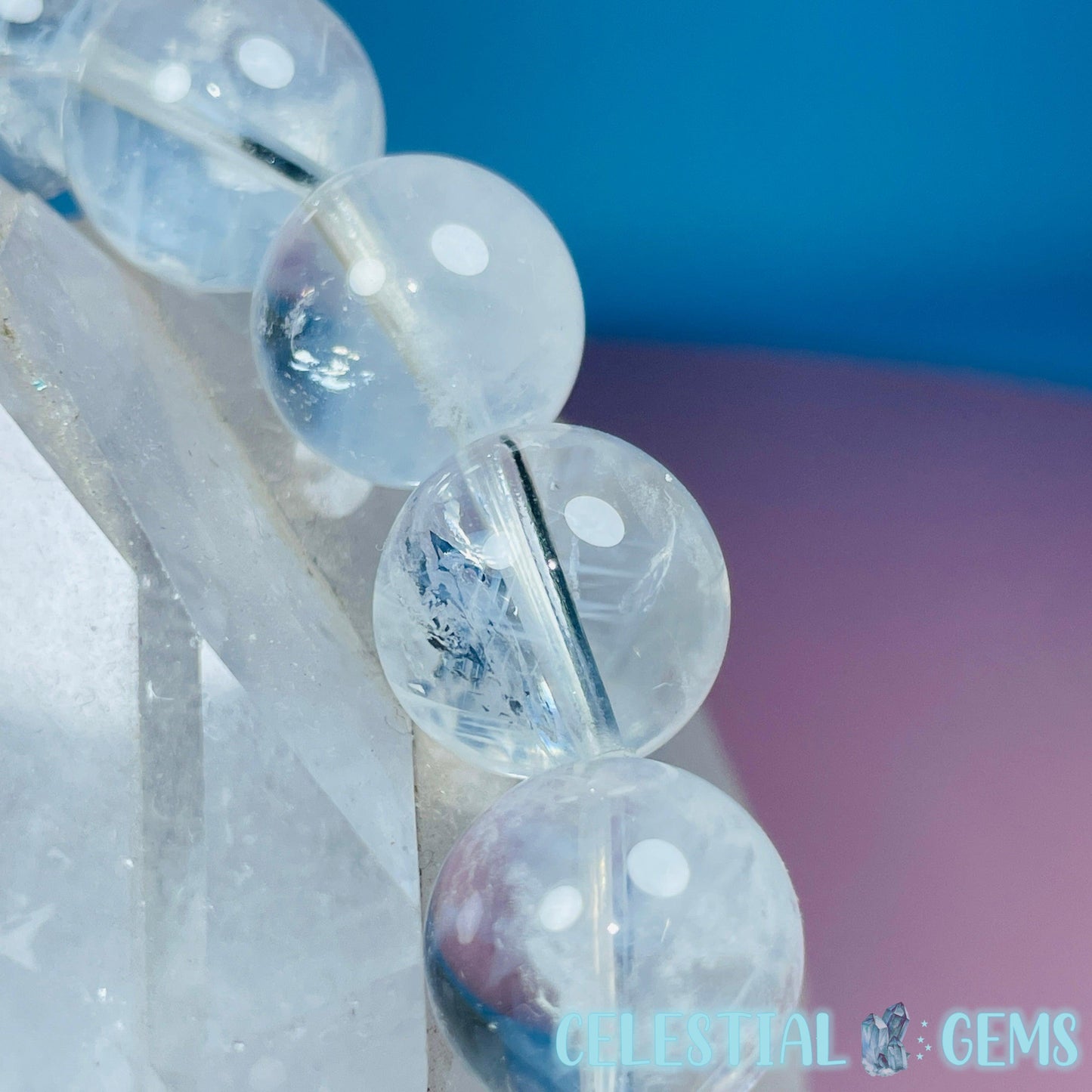 Rare Dumortierite in Quartz 'Blue Needle' 12mm Bracelet