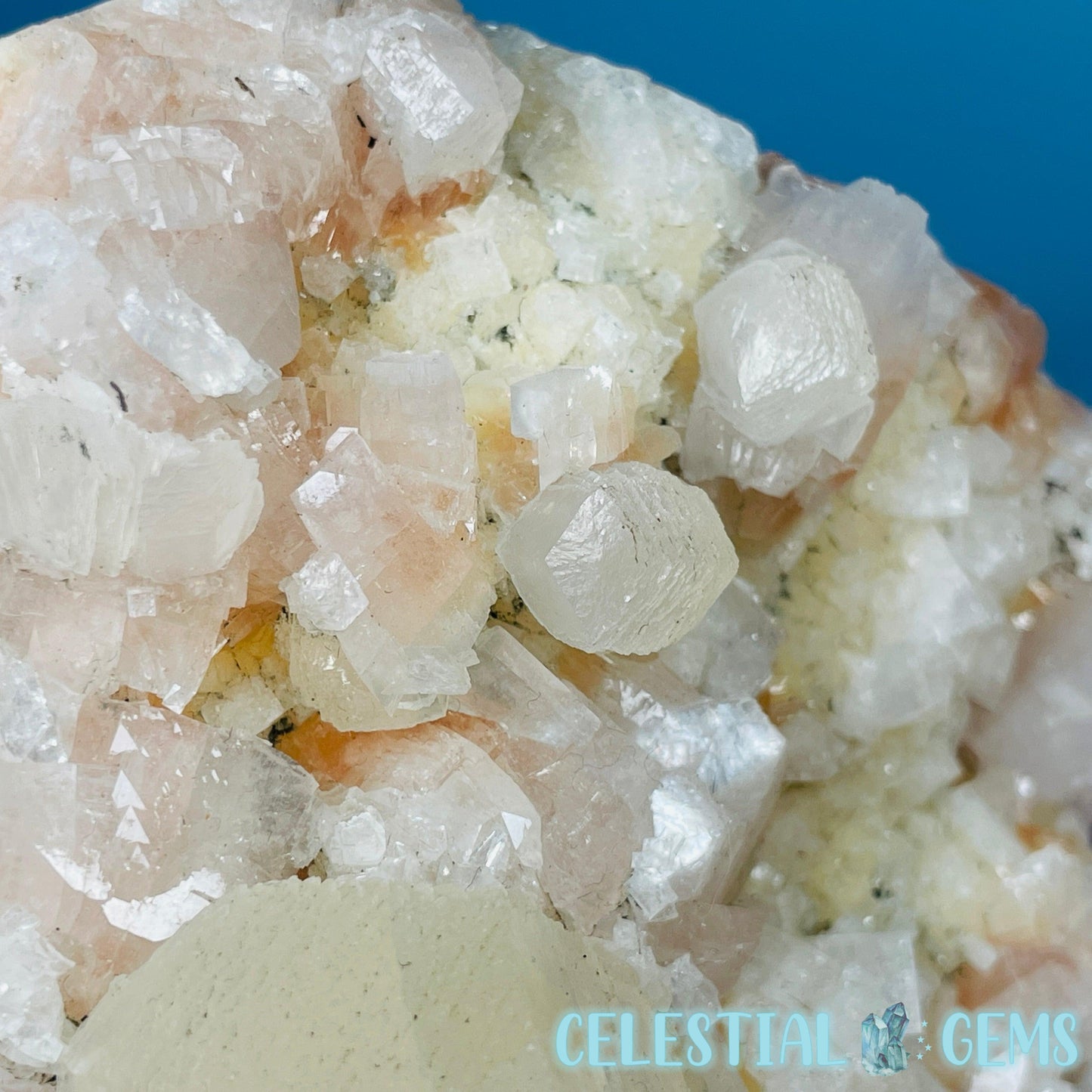 Peach Heulandite + Calcite Cluster Geode Standing Medium Freeform