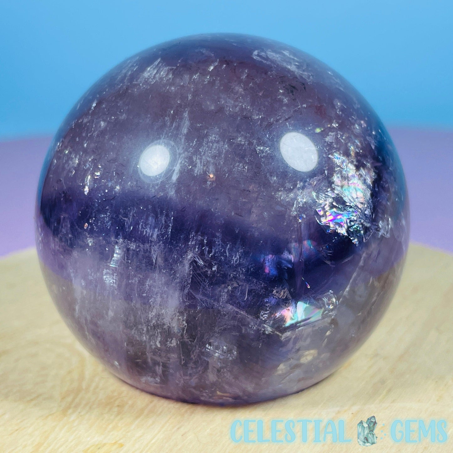 High Grade 'Trapiche' Phantom Amethyst Medium Sphere (Video)