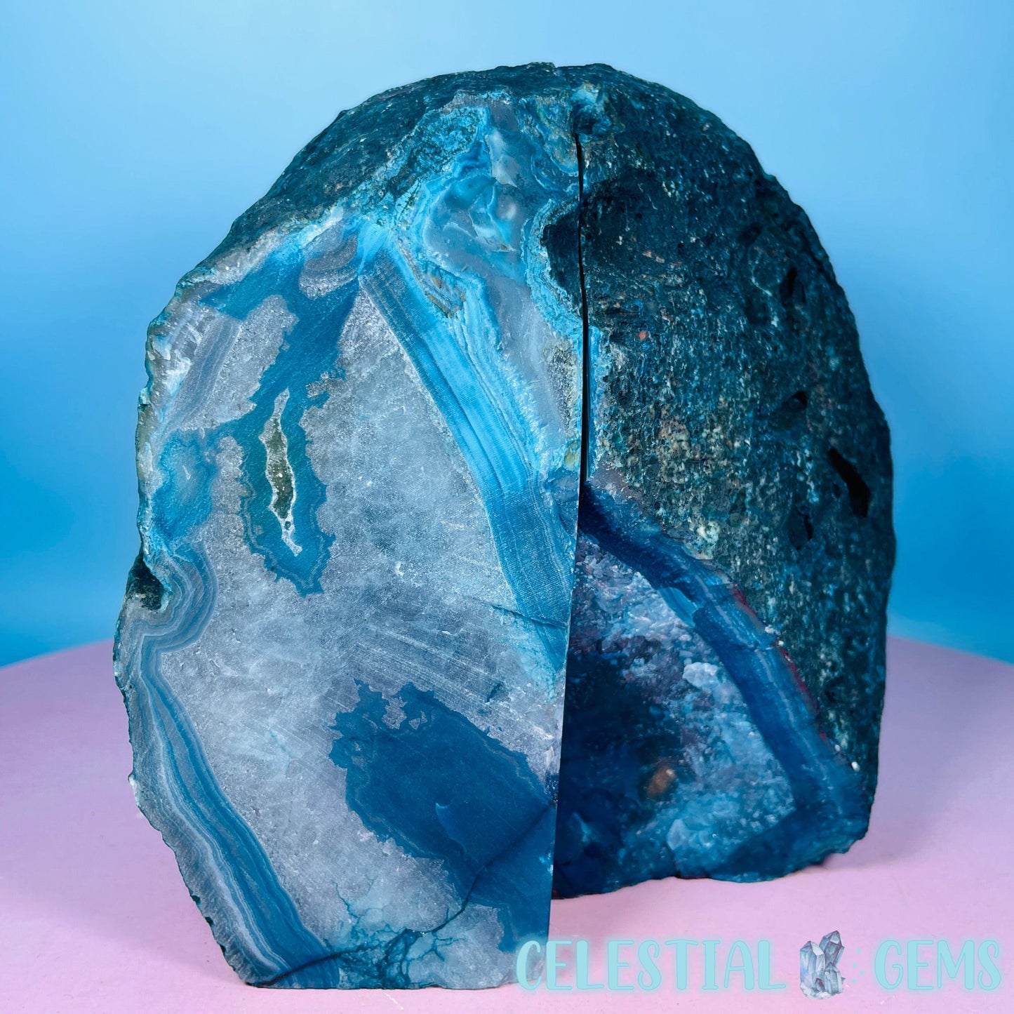 Teal Dyed Agate Large Pair of Bookends