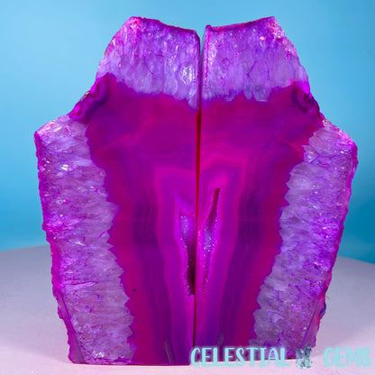 Pink Dyed Druzy Agate Large Pair of Bookends
