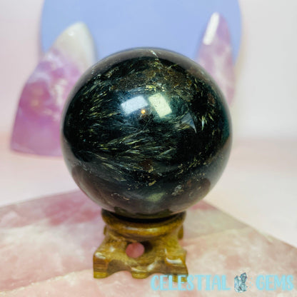 Garnet + Astrophyllite + Pyrite Medium Sphere