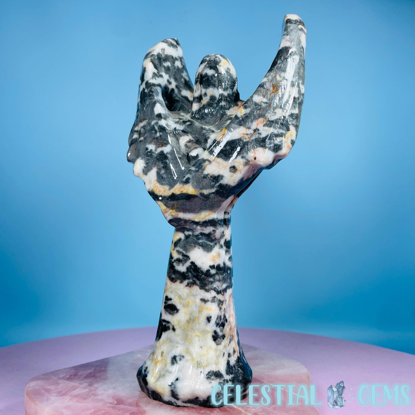 Orange Zebra Jasper 'Angel of Death' Large Carving