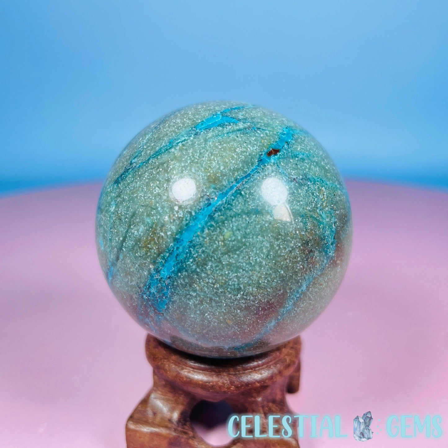 Chrysocolla + Shattuckite Medium Sphere