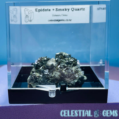 Epidote + Smoky Quartz Small Cluster Specimen