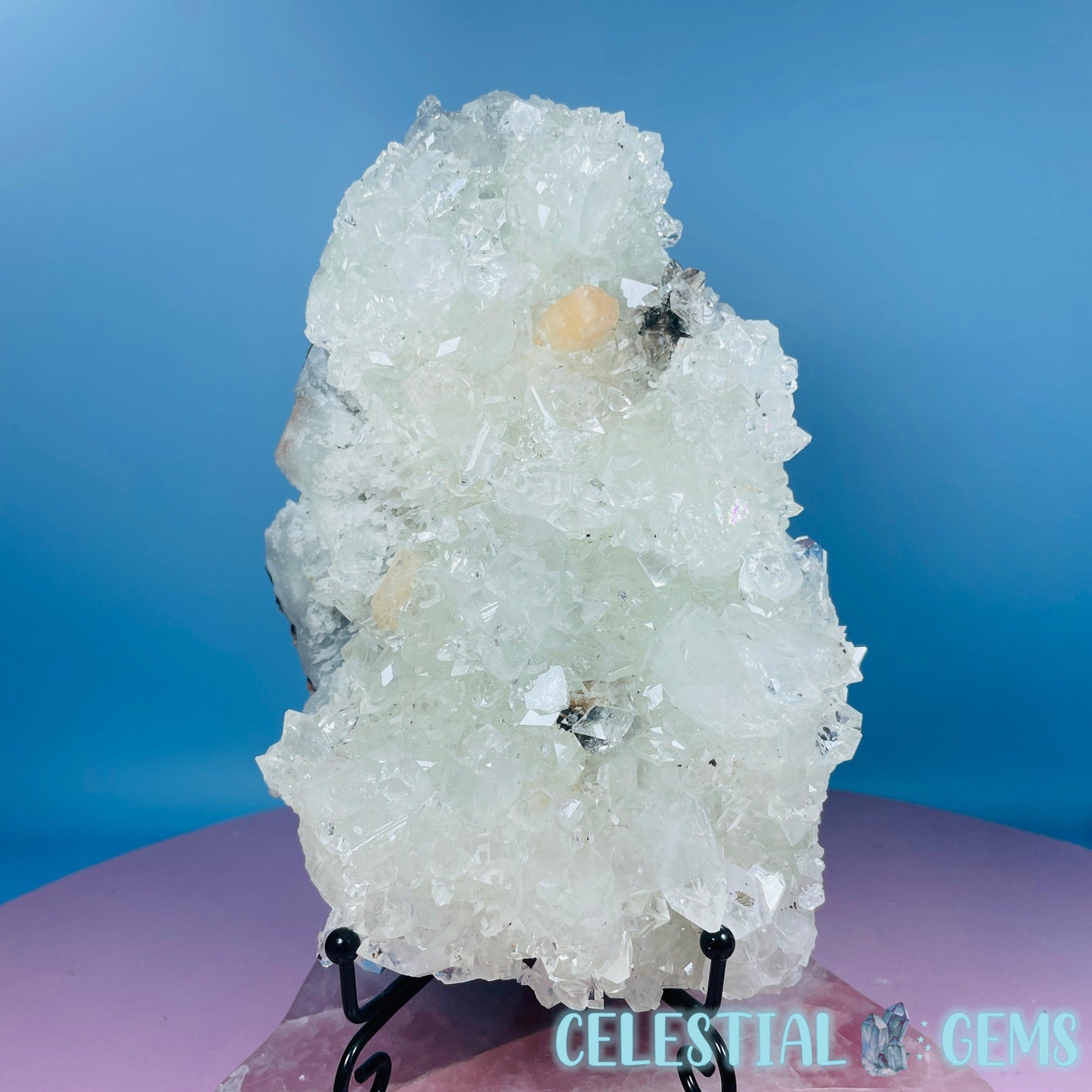 A Grade Diamond Apophyllite + Peach Stilbite + Heulandite Large Cluster