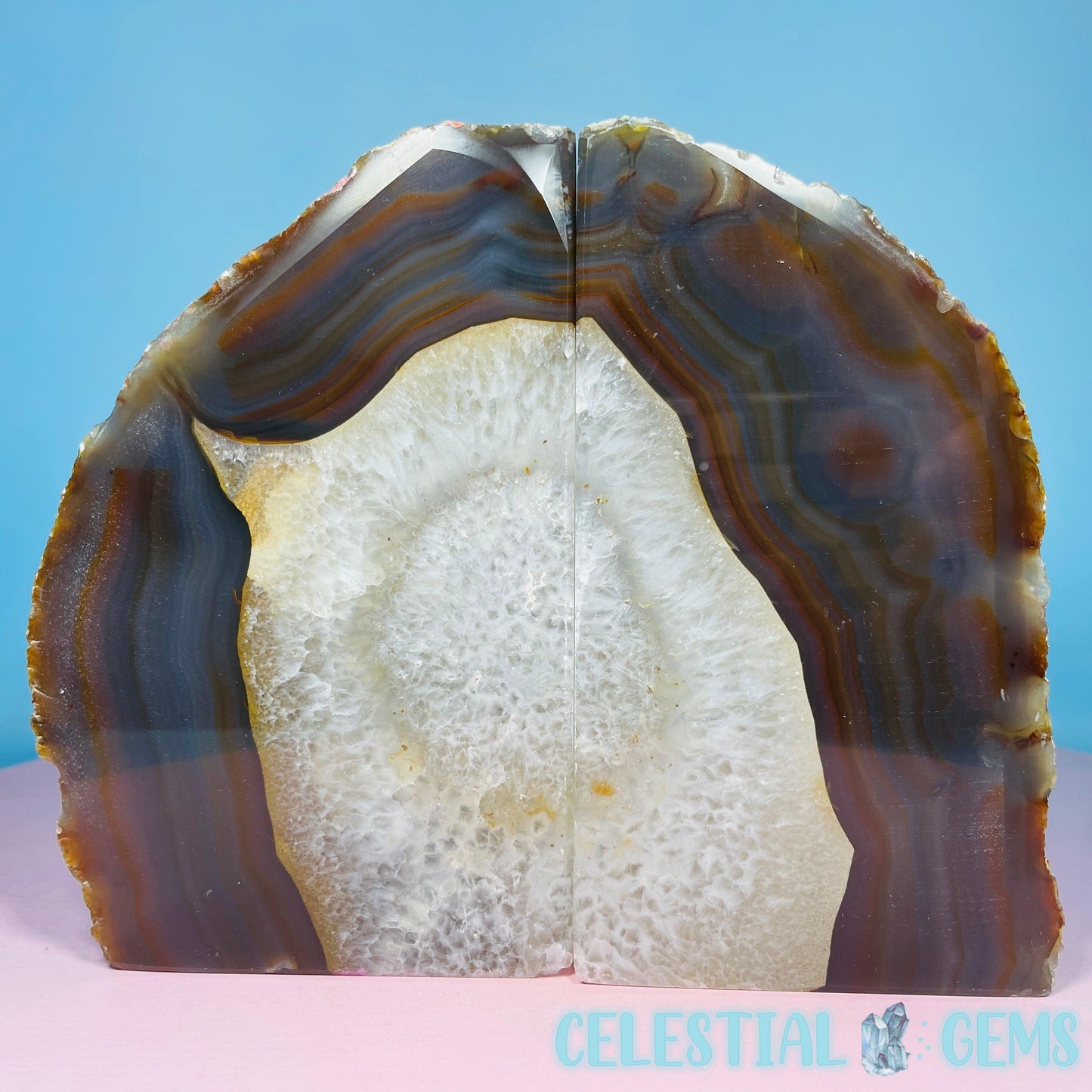 Natural Agate Large Pair of Bookends