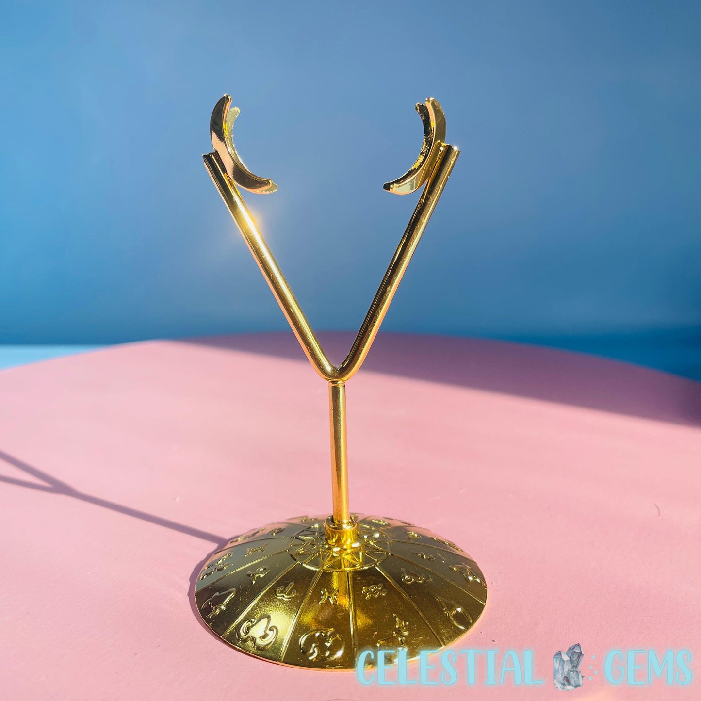 Diamond Crystal Zodiac Display Stand - Gold Metal