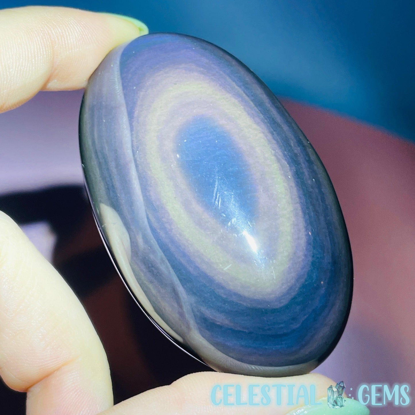 Rainbow Obsidian Palmstone (Video)