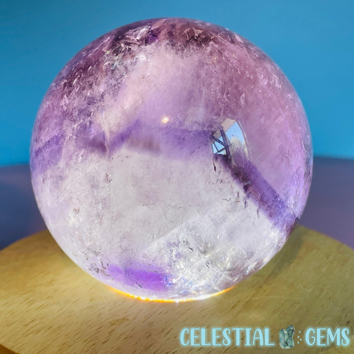 High Grade 'Trapiche' Phantom Amethyst Large Sphere (Video)