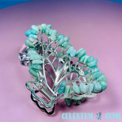 Amazonite Butterfly Hair Claw Clip