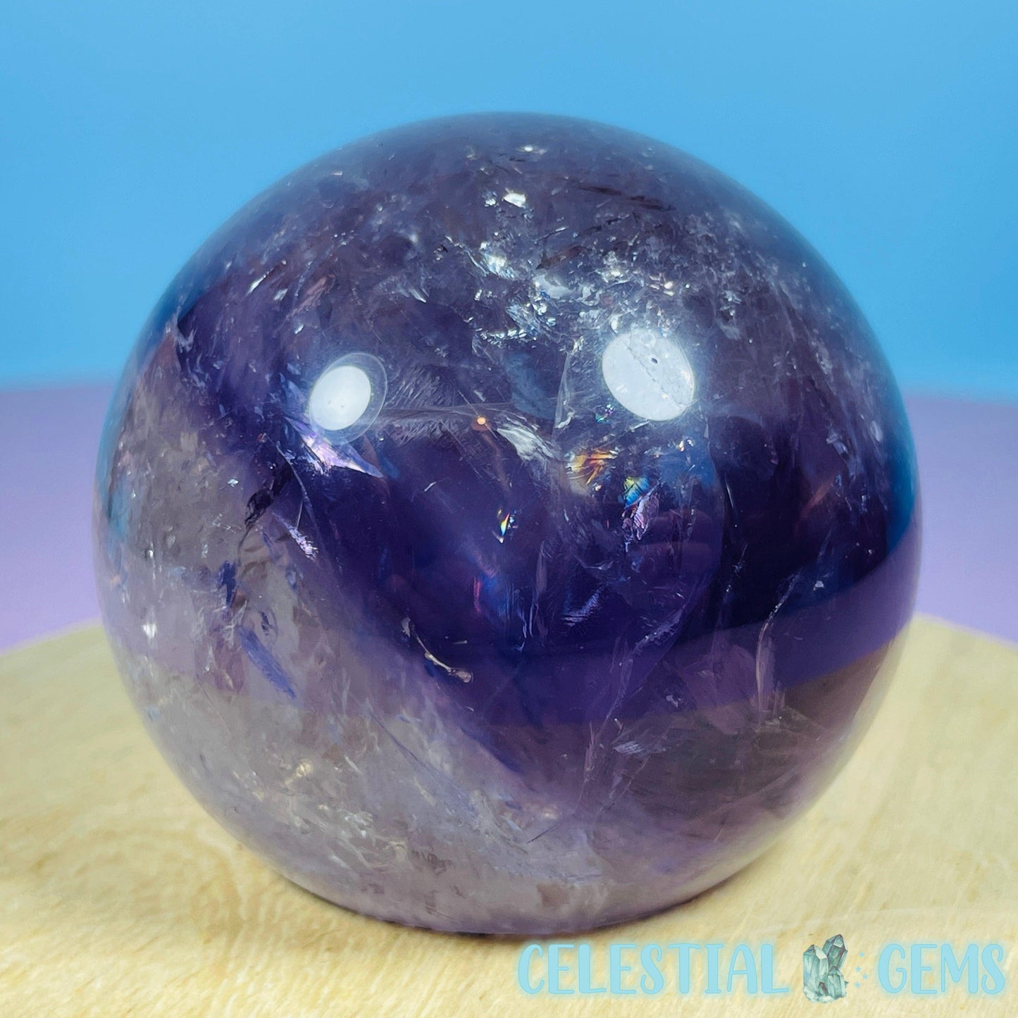 High Grade 'Trapiche' Phantom Amethyst Medium Sphere (Video)