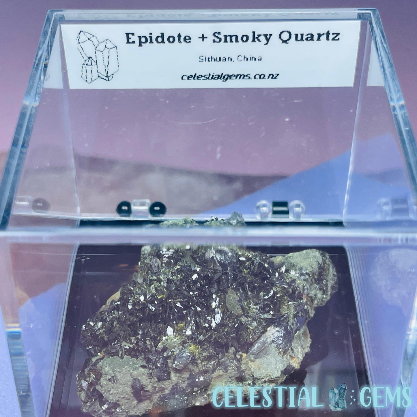 Epidote + Smoky Quartz Small Cluster Specimen