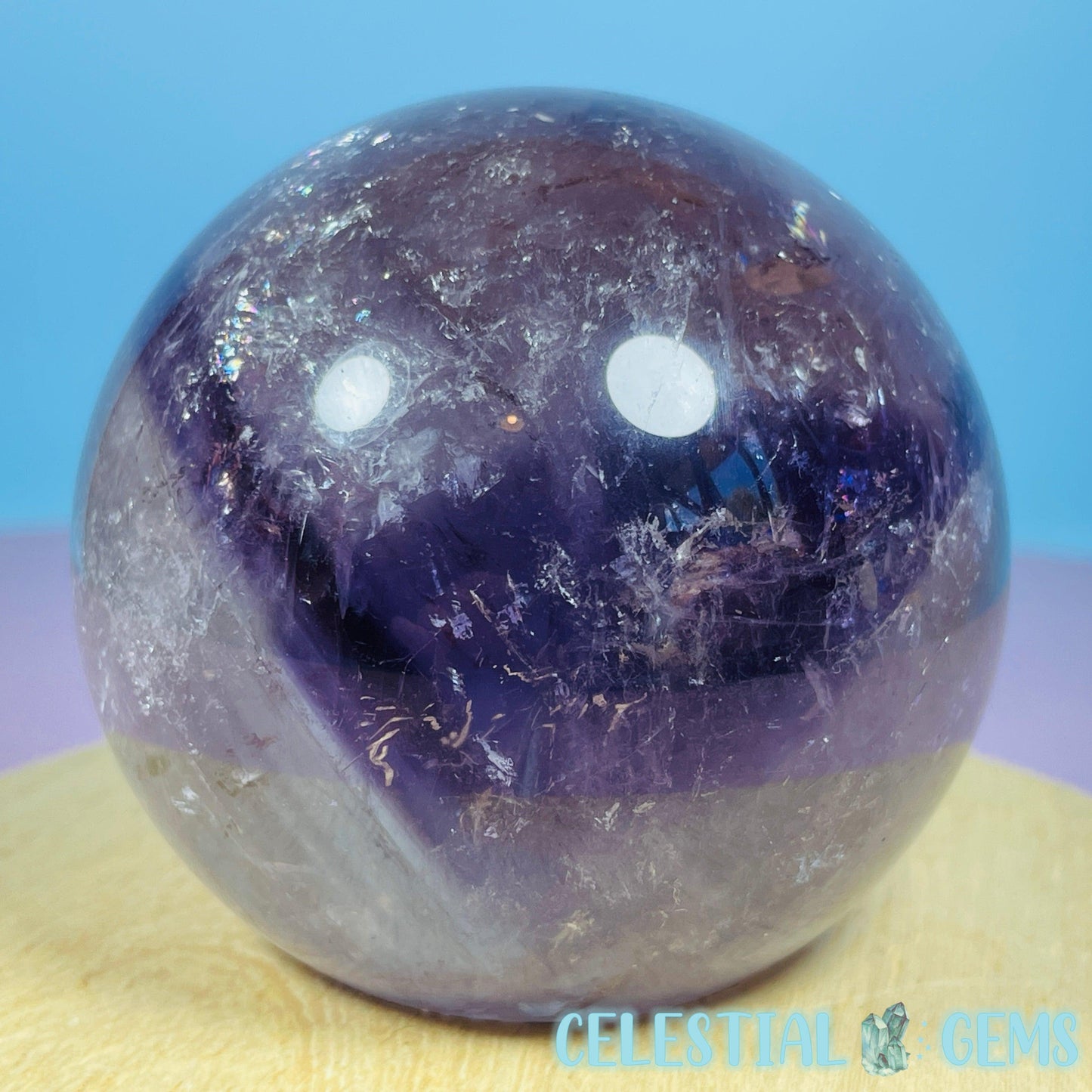 High Grade 'Trapiche' Phantom Amethyst Medium Sphere (Video)