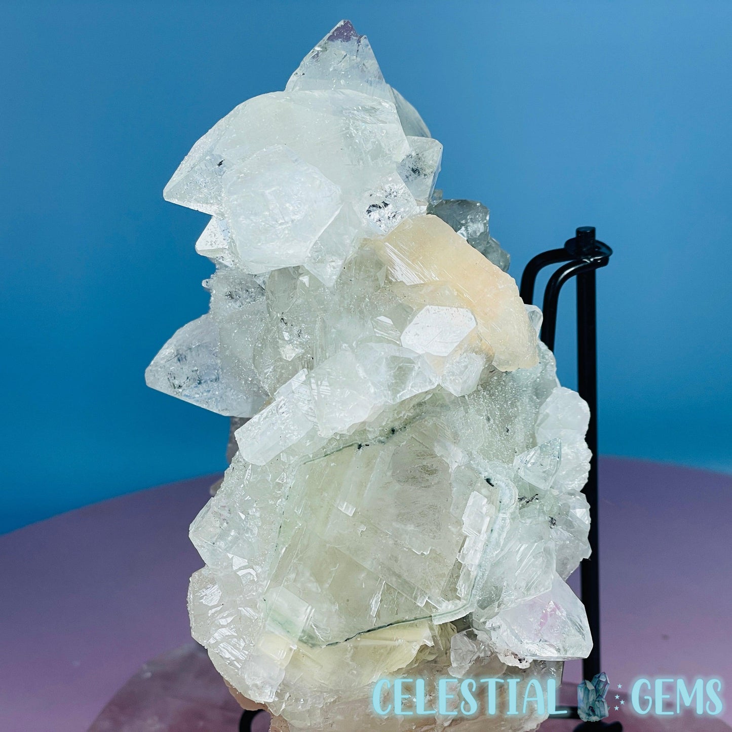 A Grade Diamond Apophyllite + Peach Stilbite + Heulandite Large Cluster