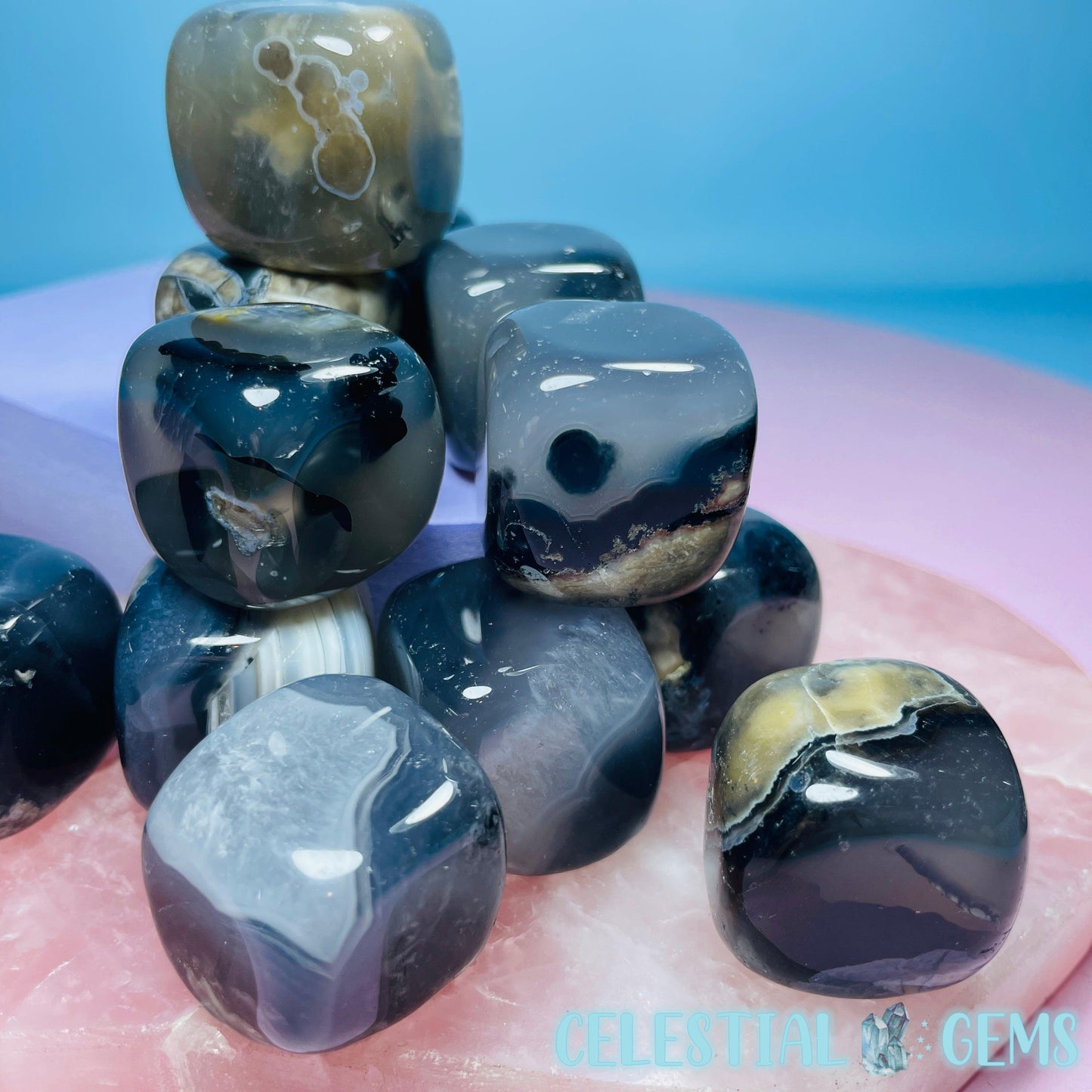 UV Volcanic Agate (Uranyl Chalcedony) Cube Tumble