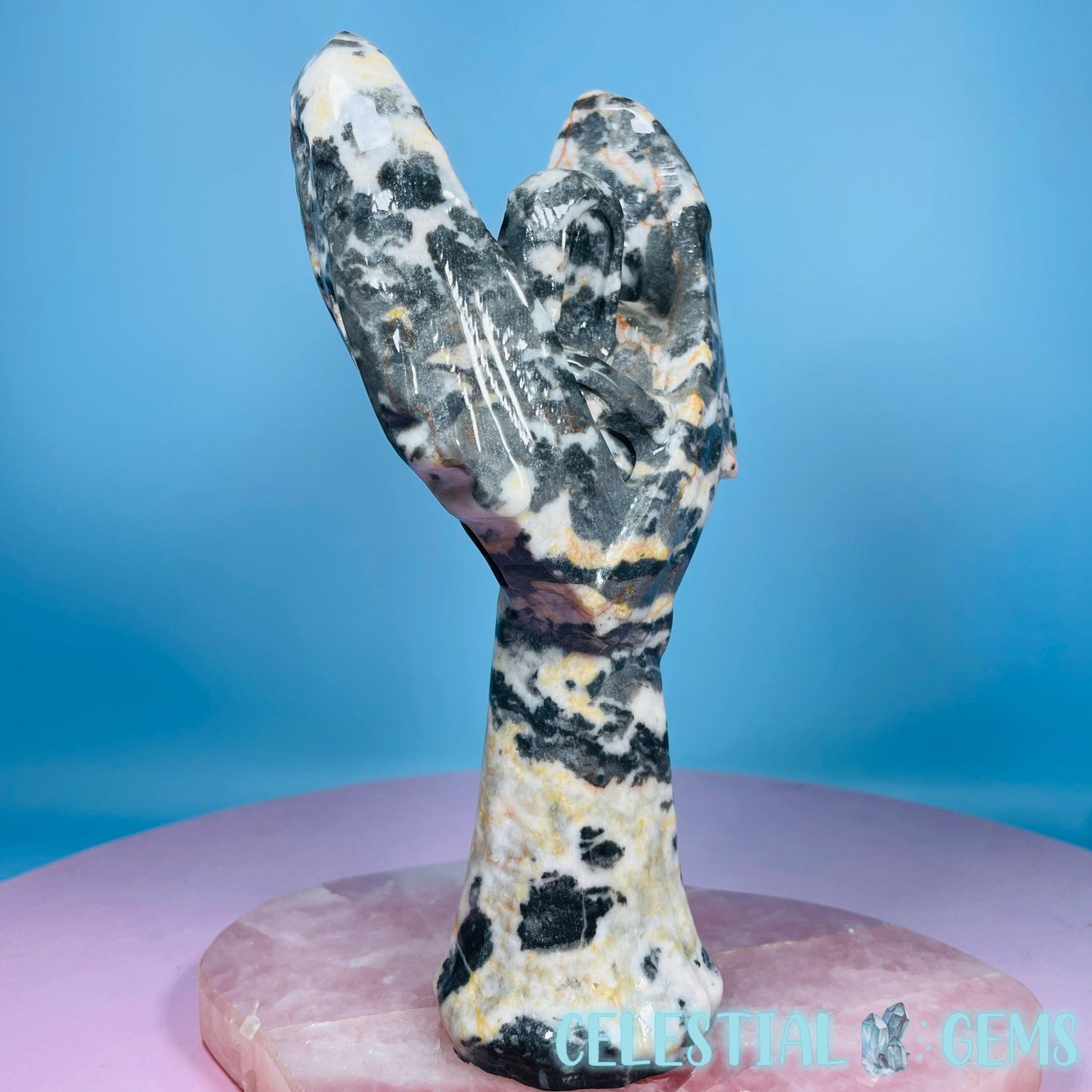 Orange Zebra Jasper 'Angel of Death' Large Carving