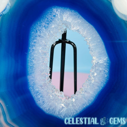 Druzy Blue Dyed Agate Large Polished Slice