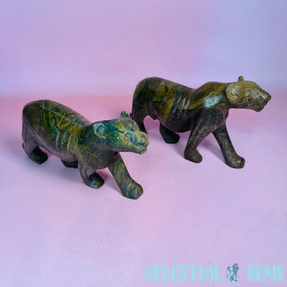 Serpentine + Verdite Lion Pride Large Carving (Set of 3)