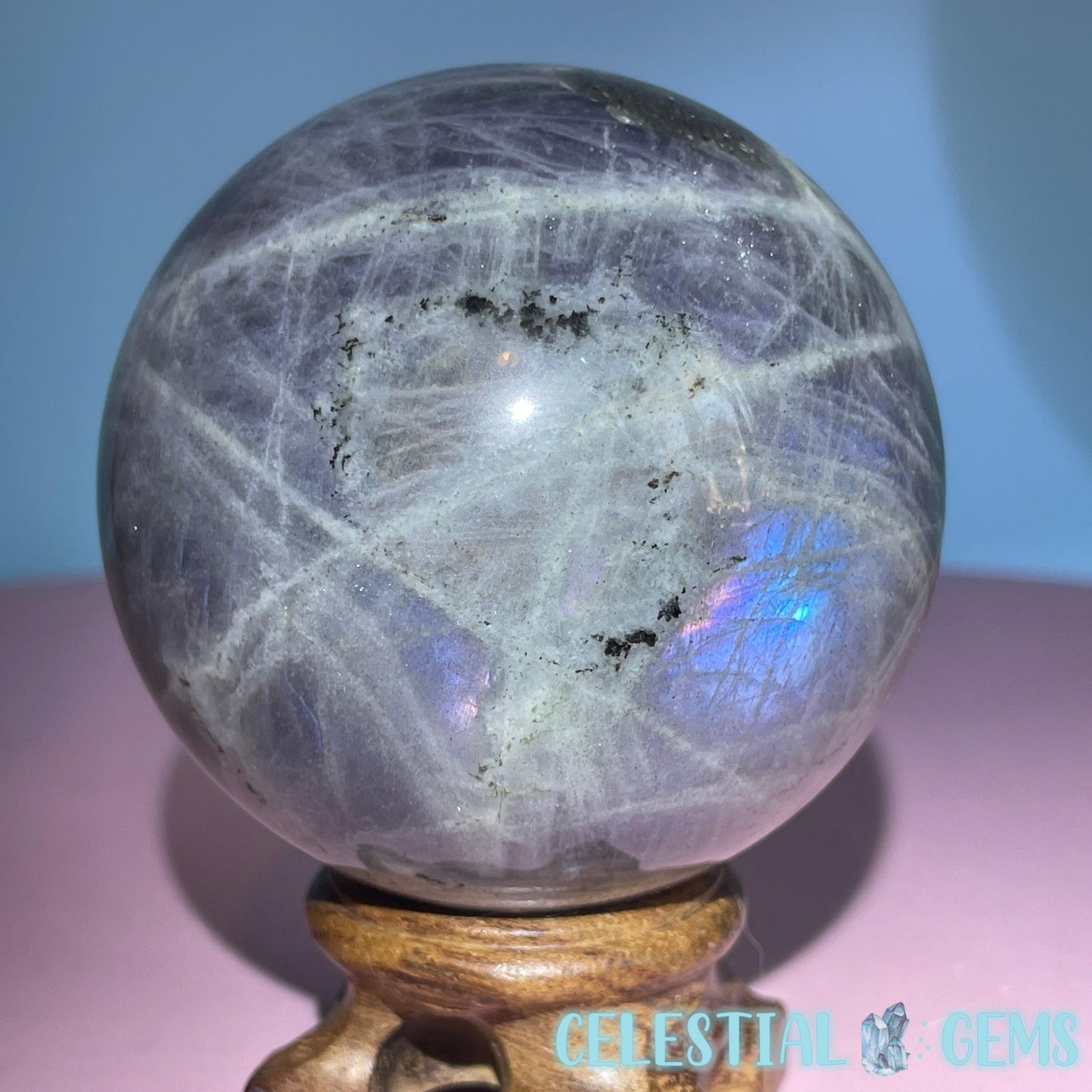 Purple Labradorite Large Sphere (Video)