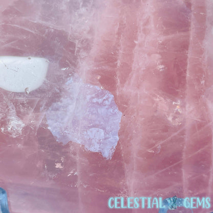 High Grade Rose Quartz + Agate Large Palmstone (Video)