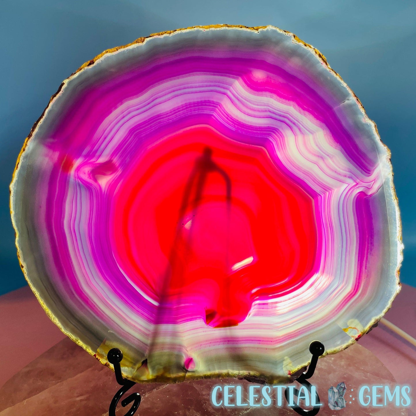 Pink Dyed Agate Large Polished Slice