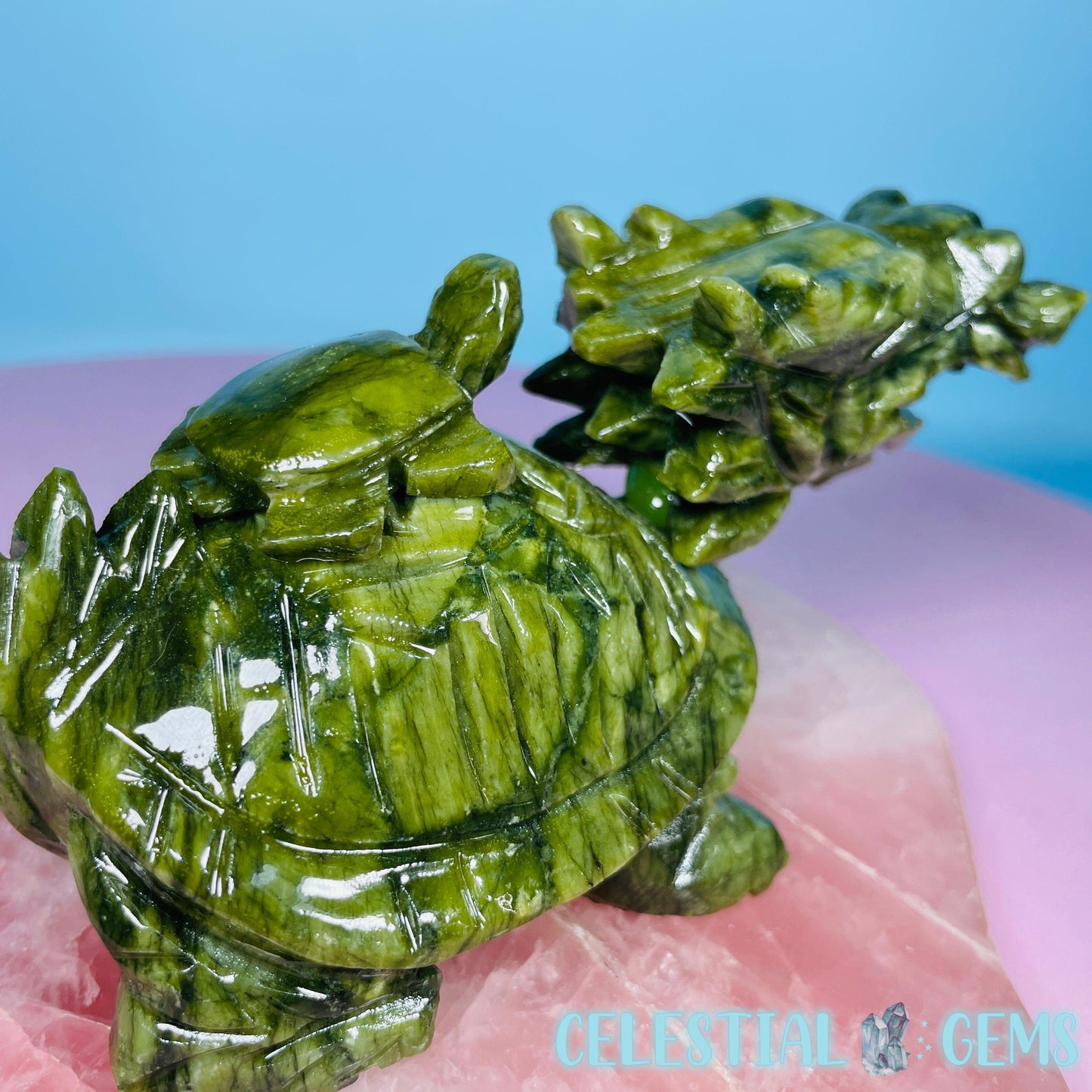 Green Jade 'Pixiu' Dragon Turtle Medium Carving