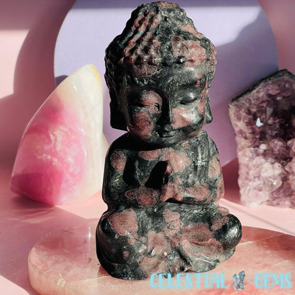 Garnet in Astrophyllite Buddha Large Carving