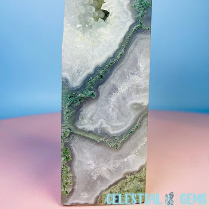 Druzy Moss Agate Obelisk Medium Chunky Tower