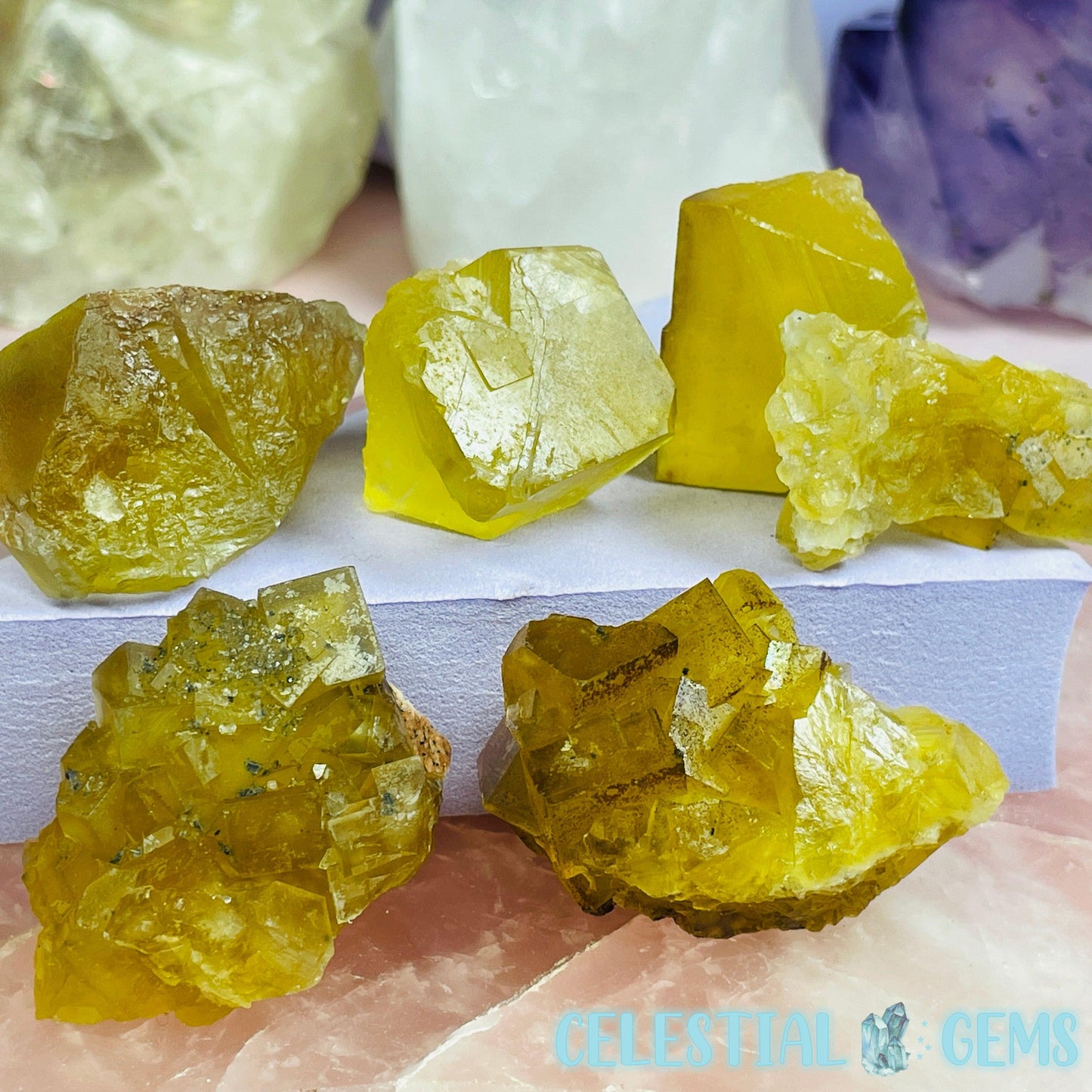 Yellow Cubic Fluorite Raw Small Chunk