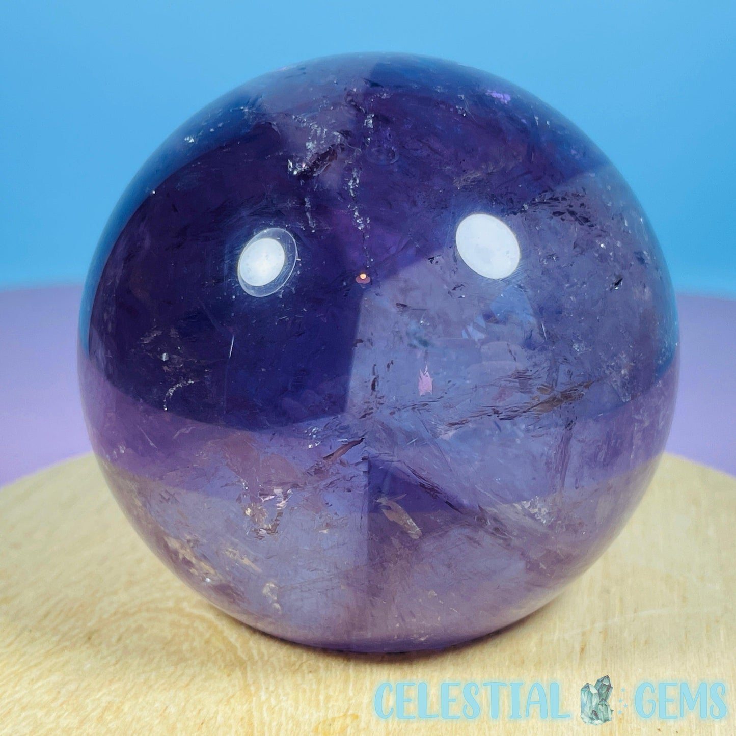 High Grade 'Trapiche' Phantom Amethyst Medium Sphere (Video)