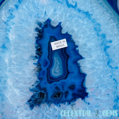 Blue Dyed Agate Large Polished Slice