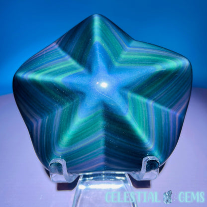 Rainbow Obsidian Star Medium Carving (Video)