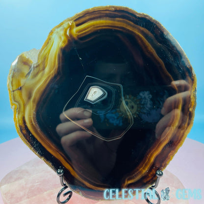 Natural Black Agate Large Polished Slice