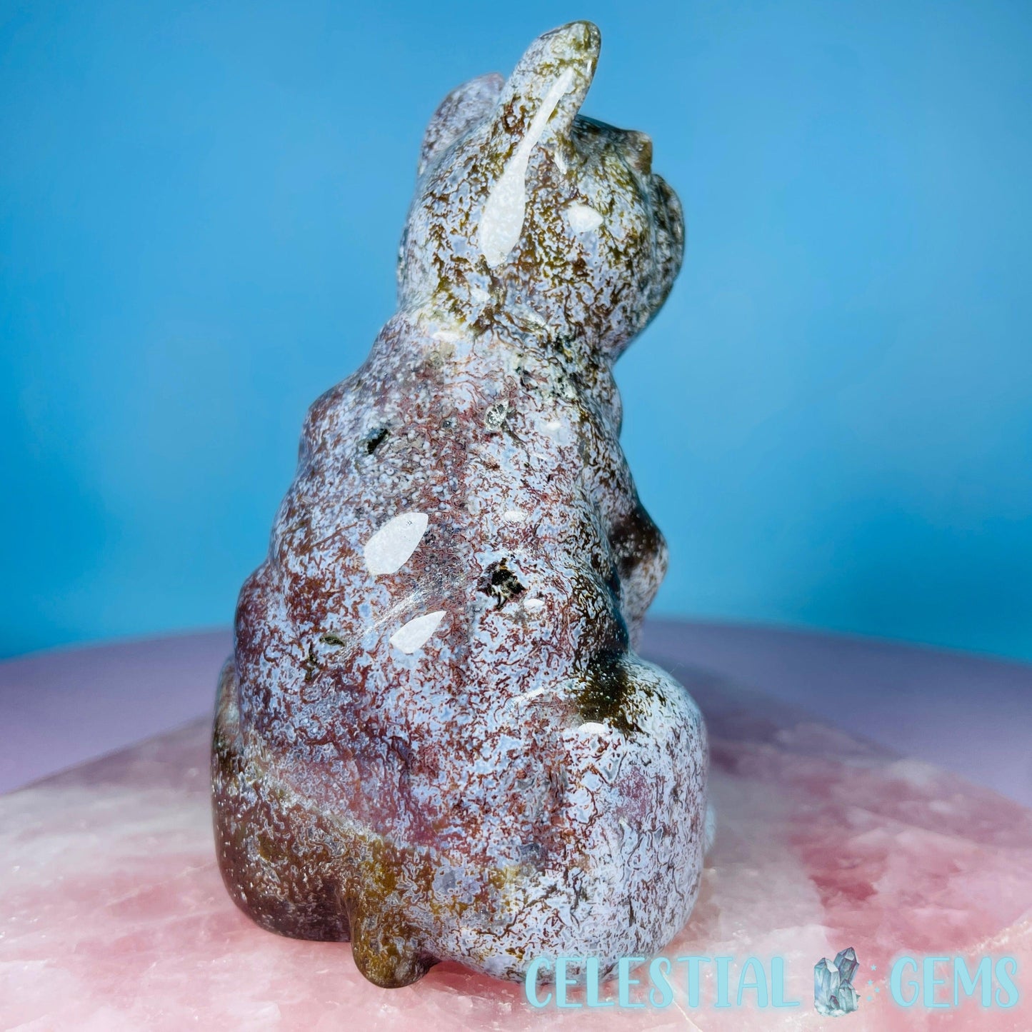 Red Moss Agate Bulldog Medium Carving