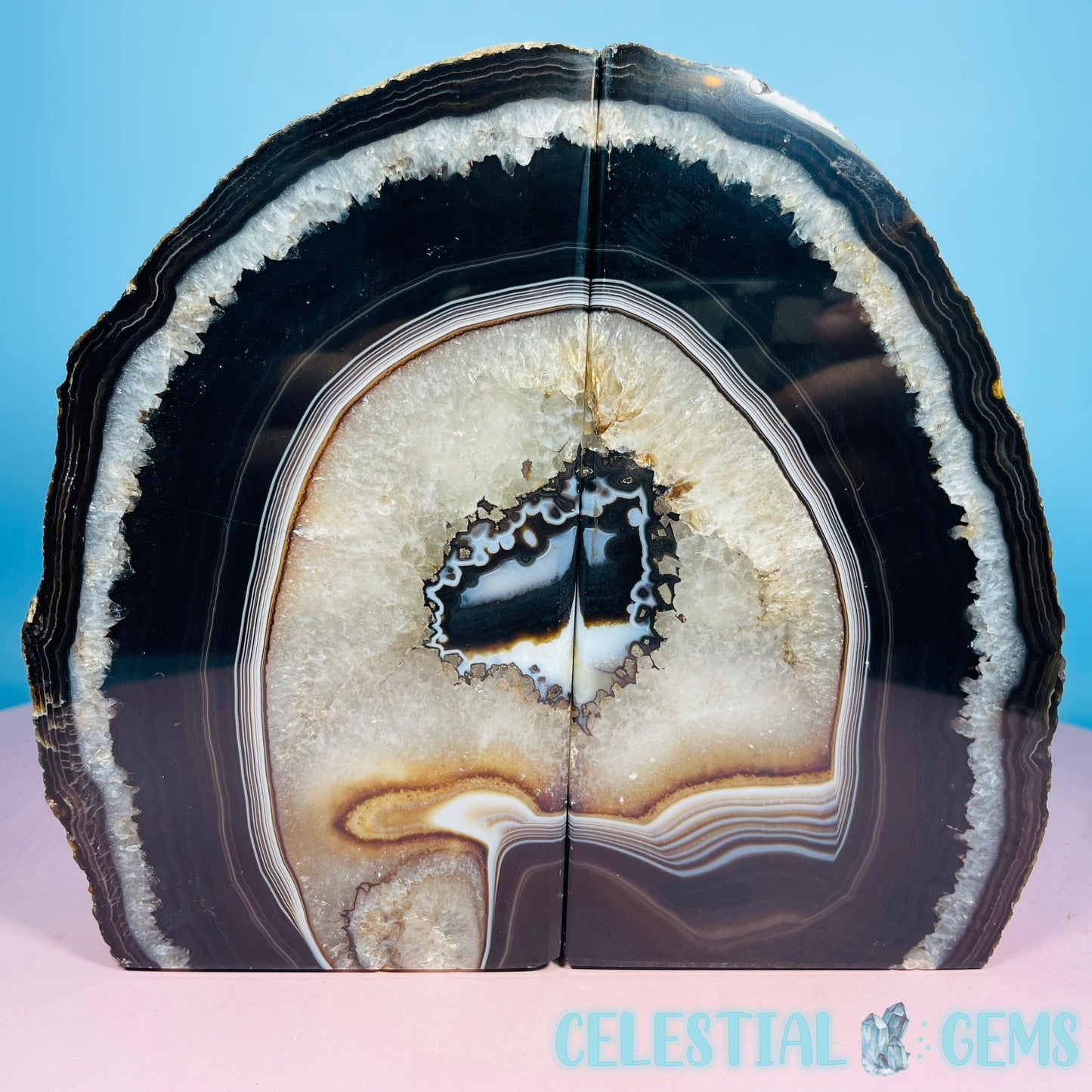 Black Agate Large Pair of Bookends