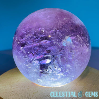 High Grade 'Trapiche' Phantom Amethyst Large Sphere (Video)