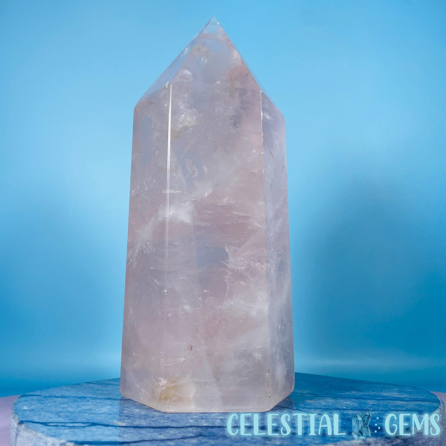 High Grade Rose Quartz Large Chunky Tower (Video)
