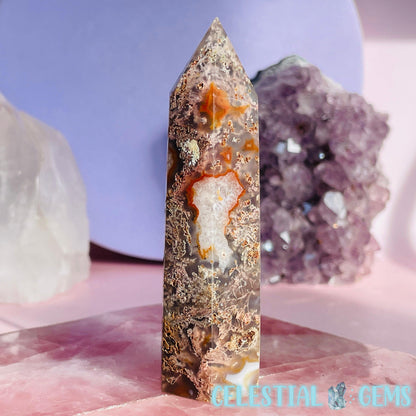 Carnelian Moss Agate Small Tower