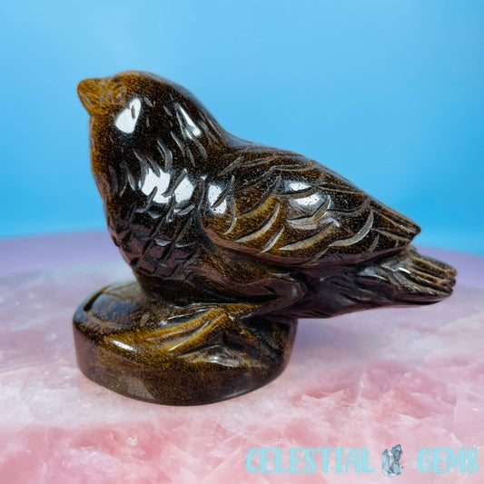 Tigers Eye Sparrow Bird Medium Carving (Video)