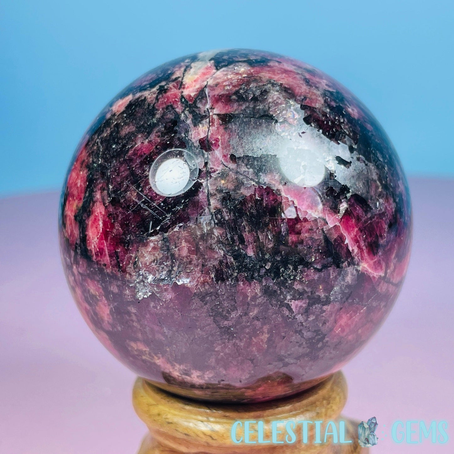 High Grade Rhodonite + Quartz Medium Sphere