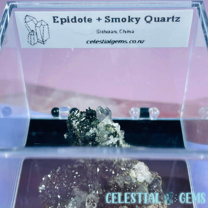 Epidote + Smoky Quartz Small Cluster Specimen