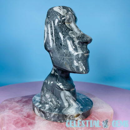 Picasso Jasper Easter Island 'Moai' Man Statue Medium Carving