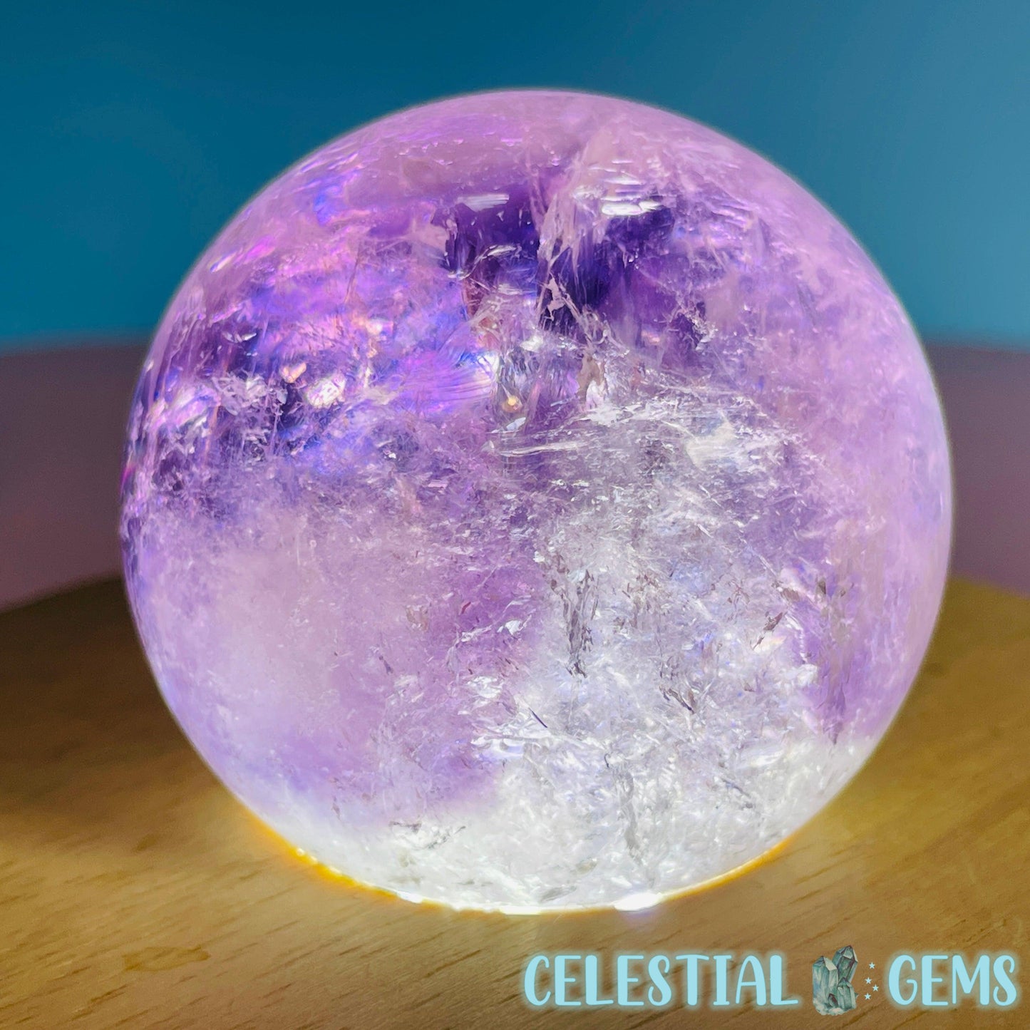 High Grade 'Trapiche' Phantom Amethyst Medium Sphere (Video)